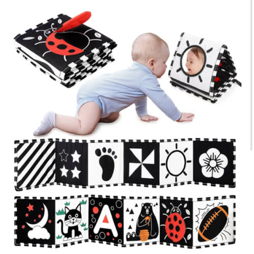 Amazon.com: URMYWO Black and White Baby Toys, Tummy Time High Contrast Newborn Toys 0-3 Months, Soft Baby Book, Visual Stimulation Montessori Sensory Infant Toys 0-6-12 Months, Shower Gift, Easter Basket Stuffers : Toys & Games