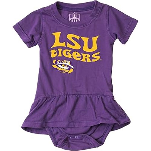 Wes and Willy College Sports Fan Baby Girls Ruffle Hopper Romper