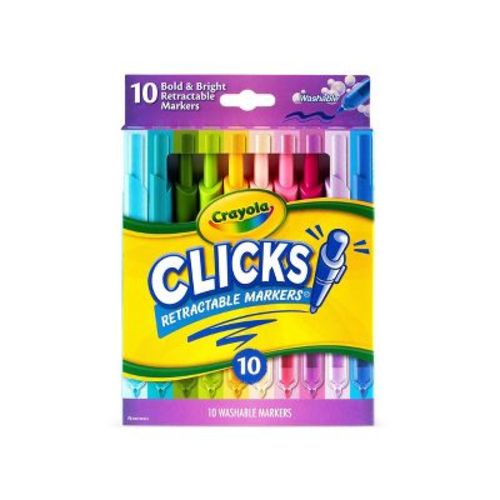 Crayola 10ct Clicks Retractable Washable Markers - Bold & Bright