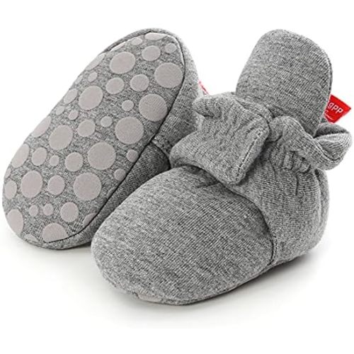 KIDSUN Infant Baby Boy Girl Cozy Fleece Bootie Newborn Stay On Slipper Winter Warm Gripper Non-Slip Crib Shoes