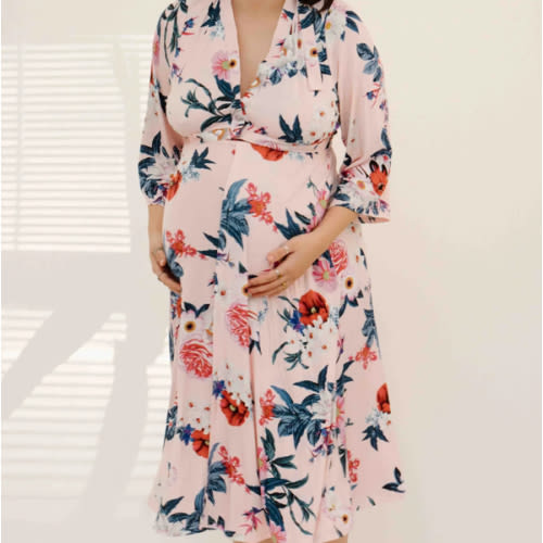 Lila Labor & Postpartum Gown in Blush Floral