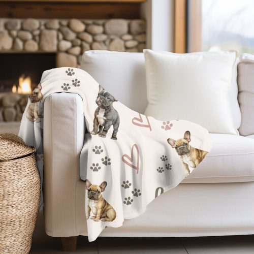 French Bulldog Hearts Plush Throw Blanket Bulldog Breed Lovers Frenchie Dog Lovers Gift French Bulldog Breed Throw Pet Lover Throw blanket