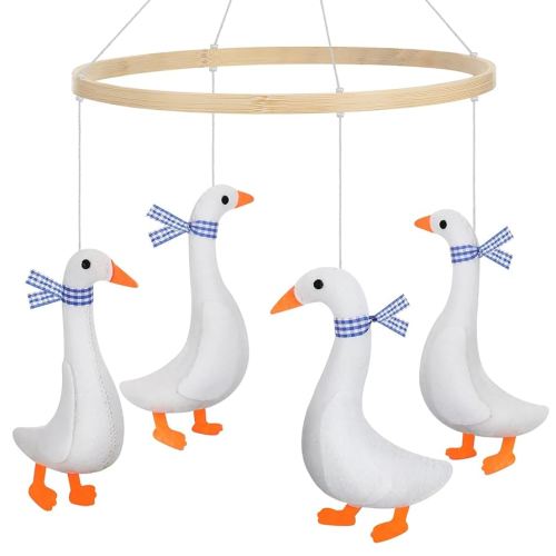 Goose Baby Mobile for Crib Goose Crib Mobile for Boys, Girls Felt Duck Nursery Decor 4 Hanging Felt Geese for Baby Shower Gift, Bassinet Toddler Room Decor, Gender Neutral Newborn Gift