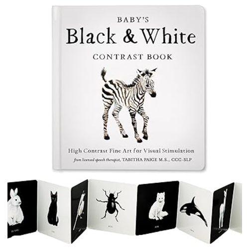 Baby's Black and White Contrast Book: High-Contrast Art for Visual Stimulation at Tummy Time (Tabitha Paige Children's Book Series)