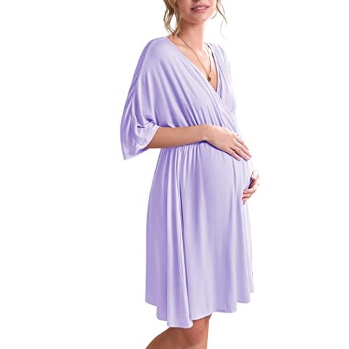 Ekouaer 3 in 1 Labor/Delivery/Hospital Gown Maternity Dress Nursing Nightgown Sleepwear for Breastfeeding