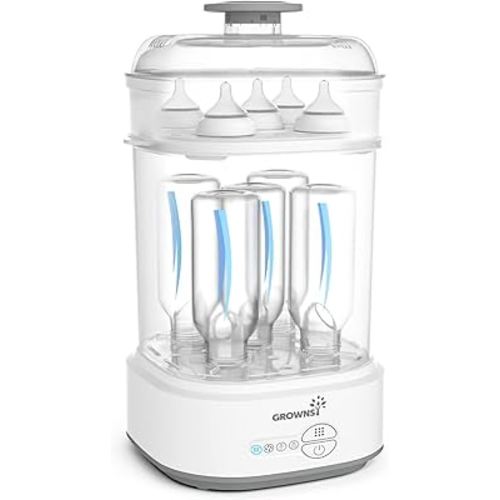 GROWNSY Bottle Sterilizer and Dryer, 2024 Compact Electric Steam Baby Bottle Sterilizer (Esterilizador de Biberones), Bottle Sanitizer for Baby Bottles, Pacifiers, Pump Parts