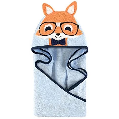 Hudson Baby Unisex Baby Cotton Animal Face Hooded Towel, Nerdy Fox, One Size