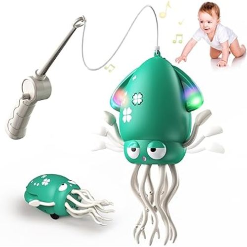 Magic Dancing Octopus Toy - Smart Obstacle-Dodging Robot with LED Light Show & Music, USB Rechargeable Tummy Time Squid Toy for Babies | Electric Crawling Octopus | Interactive Gift for Kids 3+