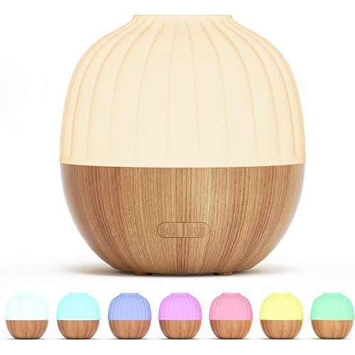 SALKING Essential Oil Diffuser, 300ml Aromatherapy Diffuser for Essential Oils, Ultrasonic Diffuser with Adjustable Mist Mode Timers, Cool Mist Humidifier with 8 Color Lights, for Office Home