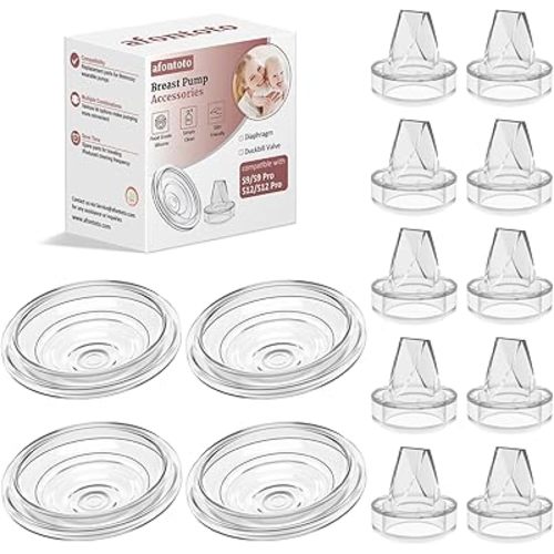 14Pack Breast Pump Parts Compatible with momcozy S9 Pro/S12 Pro/S9/S12 Wearable Breastpump, 10Pack Duckbill Valve & 4Pack Silicone Diaphragm Breast Pump Replacement Parts, Breastfeeding Essentials Kit