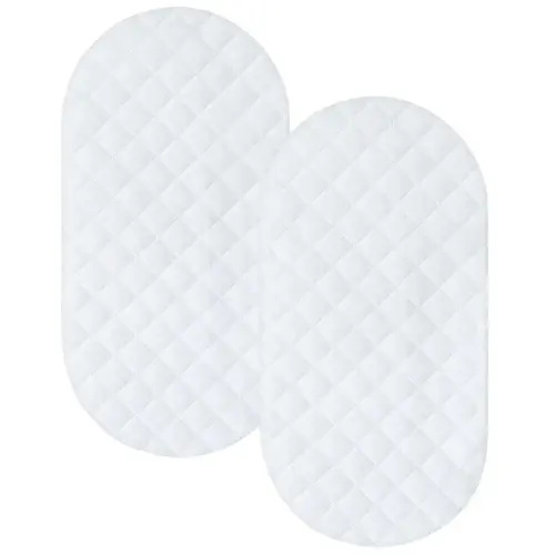 Bassinet Mattress Pad Cover Fit for Hourglass/Oval Bassinet Mattress, Waterproof Bassinet Mattress Protector Quilted Bassinet Sheets (32"x17") 2 Pack for Boys Girls, White