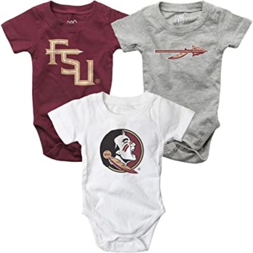 Wes and Willy Baby College Team 3 Pack of Cotton Rompers