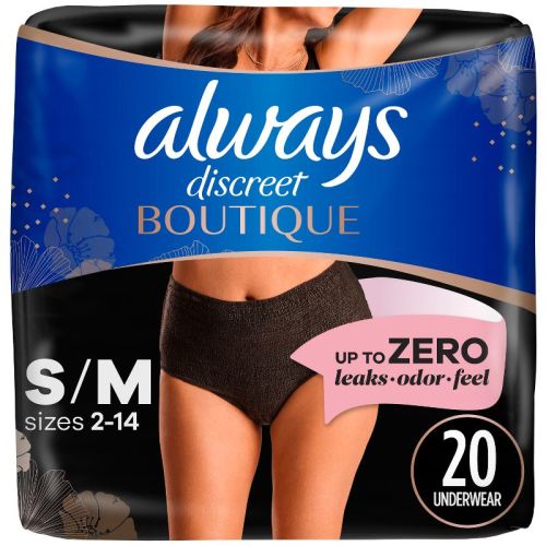 Always Discreet Boutique Adult Postpartum Incontinence Underwear For Women - Black - Small/medium - 20ct