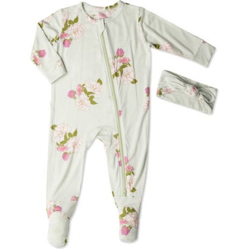 Baby Grey by Everly Grey Print Footie & Headband Set, 3-6M