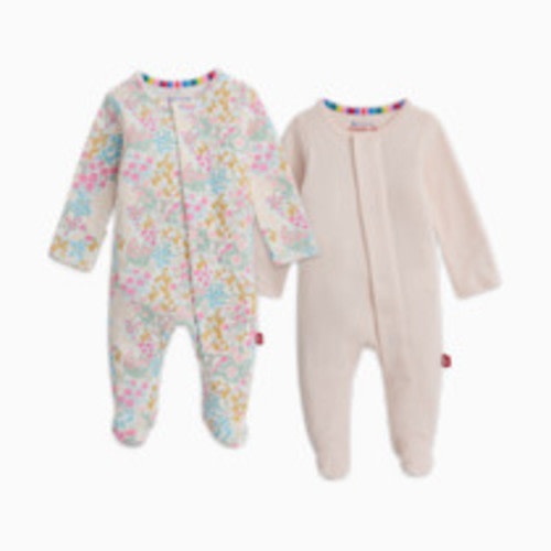 Magnetic Me Organic Cotton Magnetic Footie 2 Pack Bundle - Pink Assorted, Newborn