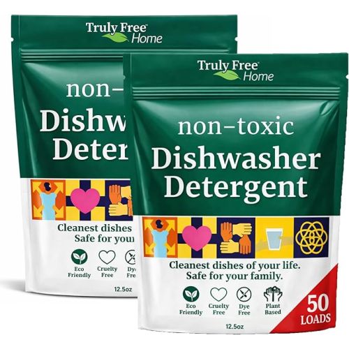 Truly Free Dishwasher Detergent Powder | Natural Dish Detergent, Dishwasher Soap | Plastic Free, Plant-Based, Clean, Heavy Duty Hard Water Stain & Grease Remover | Fragrance Free | 12.5 oz (Pack of 1)