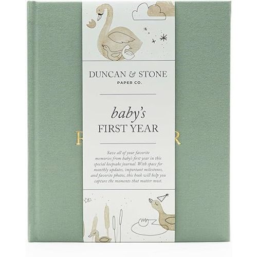Baby First Year Book - Heirloom Keepsake Baby Memory Book to Record Important Milestones, Photos & More - Pregnancy Books (Sage Green,112 Pages)