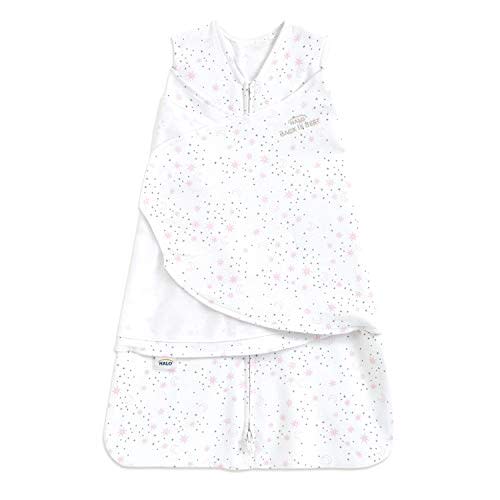 HALO 100% Cotton Sleepsack Swaddle, 3-Way Adjustable Wearable Blanket, TOG 1.5, Midnight Moons Pink, Newborn, 0-3 Months