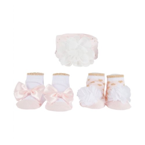 Cutie Pie Baby Baby Girl & Toddler Girl 3 PC Boxed Sock Set with Headband, Sizes Newborn-2T