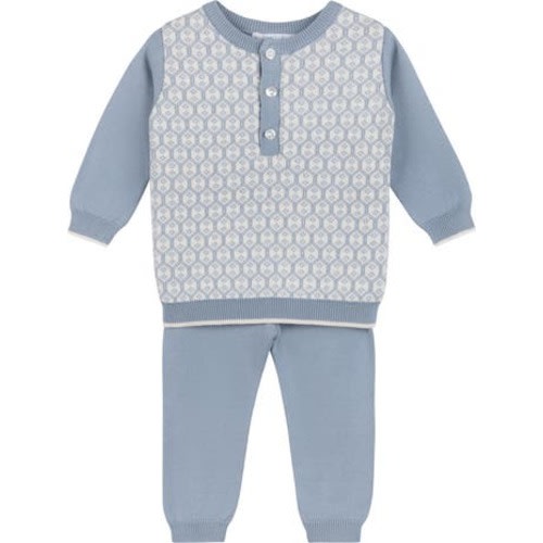 Cotton Diamond Jacquard Sweater & Pants Set