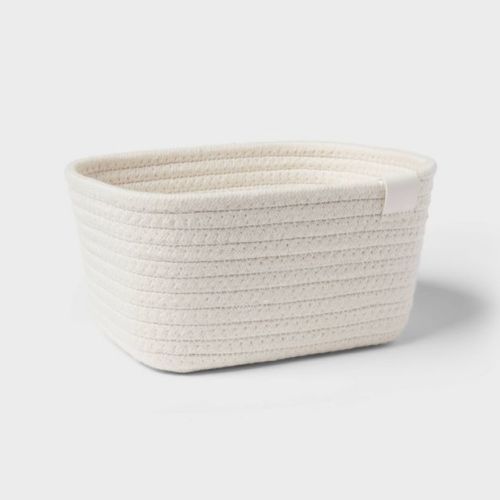 Coiled Rope Basket Gray - Brightroom™: Rectangle Decorative Storage, Polyester & Cotton, 8"x6"x4"
