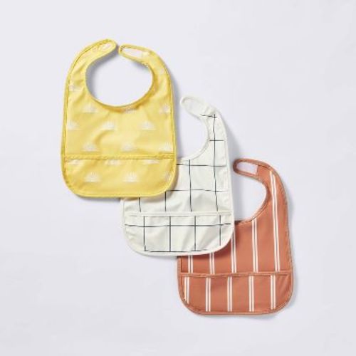 Water-Resistant Bibs - 3pk - Suns/Stripe - Cloud Island™