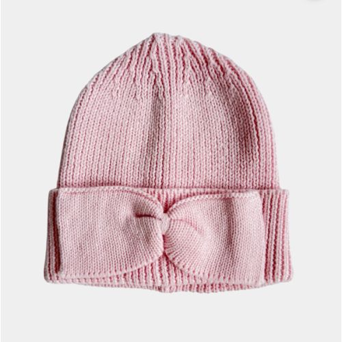 Classic Bow Beanie - Powder Pink