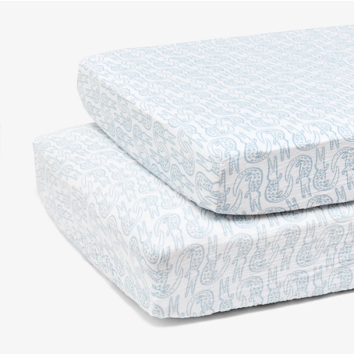 Organic Cotton Crib Sheets by Lewis - Alligator in Bay Blue