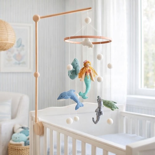 Felt Mermaid Baby Mobile For Nursery Decor, Under the Sea, Baby Shower's Gift, Gift for Sea Lovers