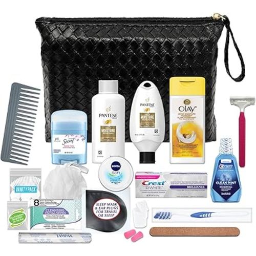Convenience Kits International Women’s Premium 20-Piece Kit with Travel Size TSA Compliant Essentials in Stylish Cosmetic Bag