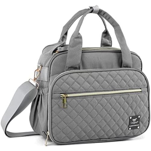 GOGOSO Crossbody Small Diaper Bag, Cute Mini Baby Diaper Tote Bags with Insulated Pockets for Traveling Outdoor Parent,Gray