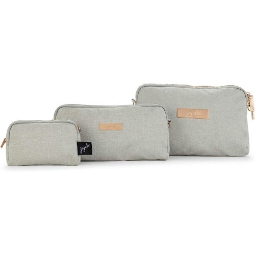 JuJuBe Be Set Pouches for Organization, Pretty Travel Toiletry Bag Set for Women, Stylish Party Clutch, Makeup Pouch Bag, Wristlet or Handbag, Diaper Bag Organization Pouches, Pebble