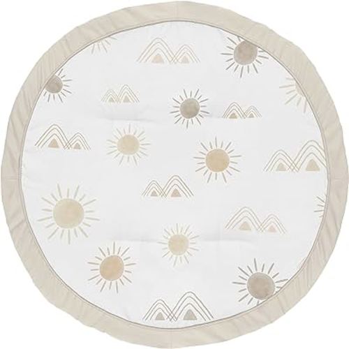 Sweet Jojo Designs Boho Desert Sun Taupe Playmat Tummy Time Infant Boy Girl Baby Play Mat Neutral Tan Beige Ivory Gold Cream Off White Bohemian Mountain Nature Outdoors Geometric Minimalist Sunshine