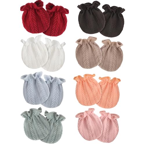 AQOKKA Newborn Baby Mittens No Scratch Cotton Elastic Wrist Gloves Infant Toddler Mittens for Baby Boy Girl 0-6 Months