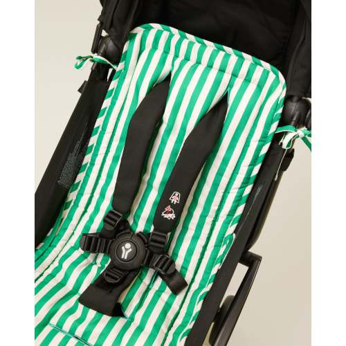 Universal Stroller Seat Liner For Babies Breathable Padded Washable | Green Stripe - Storq by Kindred Bravely