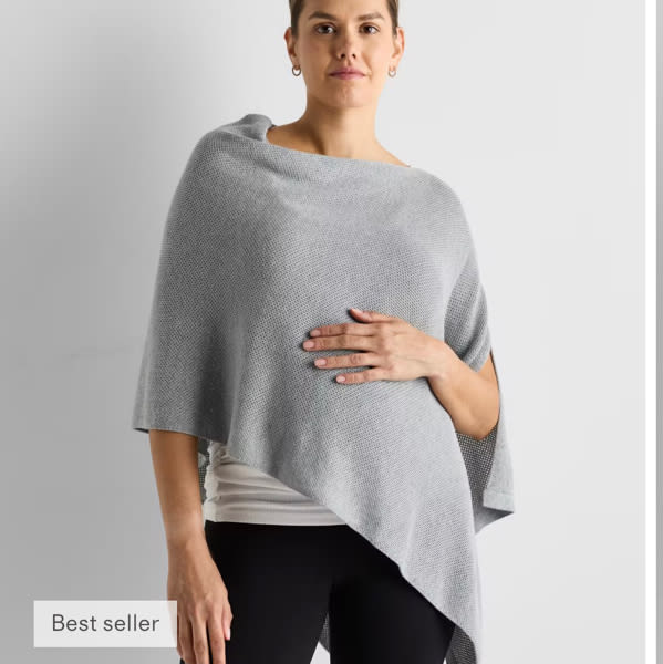 Lightweight Cotton Cashmere Nursing Shawl in Heather Grey