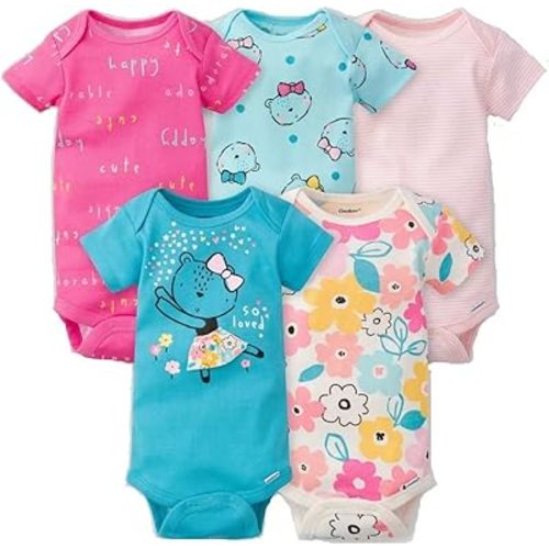 Gerber baby-girls 4-pack Short Sleeve Onesies Bodysuits