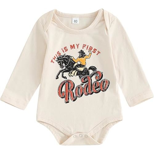 SAYOO Western Baby Girls Boys Bodysuit Clothes Country Cowboy Cowgirl Funny Cute Infant Creeper One-Piece Baby Bodysuit