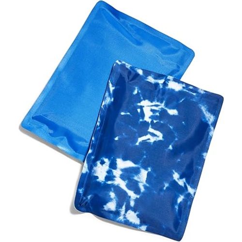 Cool Coolers by Fit & Fresh 2 Pack Soft Ice, Flexible Stretch Nylon Reusable Ice Packs for Lunch Boxes & Coolers, Blue Tye Dye