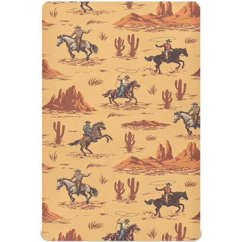 Western Cowboy American Crib Sheets Soft Breathable Fitted Baby Crib Sheets Mattress Cover for Girl Boys, 52" x 28" x 9"