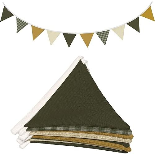 Lacama Nursery Wall Decor Sage Green Pennant Banner Flags, Toddler Boy Room Decor,Retro Green Checkered Garland Triangle Banners,Toddler Boy Room Decor, Bunting Flags for Shower Birthday Party