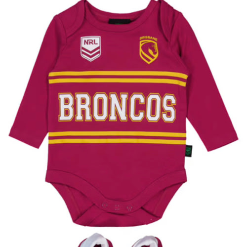 Maroon Broncos NRL Baby Bodysuit And Booties Set | Best&Less™ Online