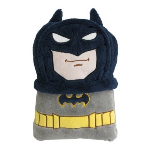 NoJo Warner Bros. Batman The Caped Crusader Navy, Gray and Yellow Batman Character Shaped Blanket
