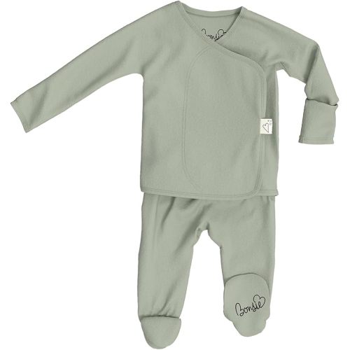 Bonsie Skin to Skin Babywear Footie - Green Baby Footed Bodysuit