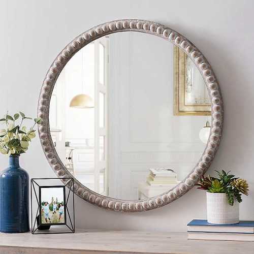 Round Natural Beaded Wall Mirror | Kirklands Home
