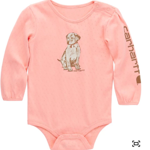 Carhartt Baby Girls' Puppy Long-Sleeve Bodysuit