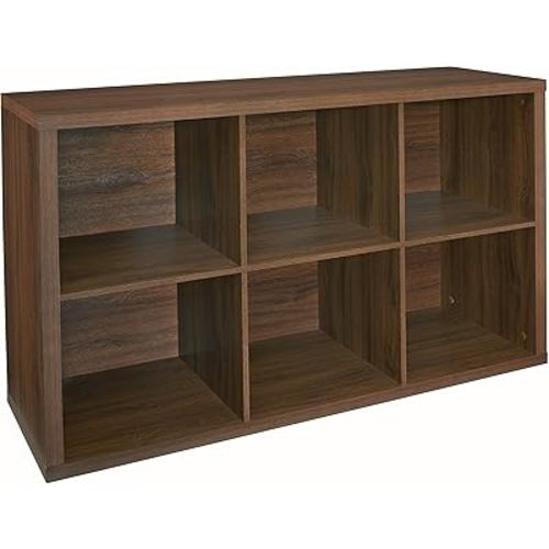 ClosetMaid 6 Cube Storage Shelf Organizer Bookshelf with Back Panel, Easy Assembly, Wood, Dark Chestnut Finish