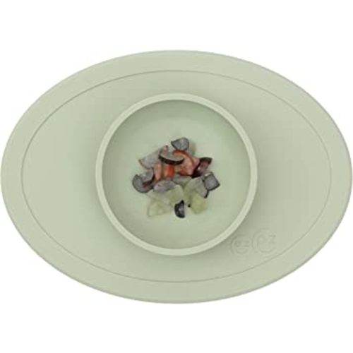 ezpz Tiny Bowl (Sage) - Silicone Baby Bowl with Suction for 6 Months + - Built-in Placemat - First Foods + Baby Led Weaning - Fits on All Highchair Trays - Suction Bowls for Baby