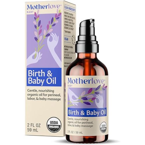 Motherlove Birth & Baby Oil (2 oz) Gentle Lavender-Infused Oil for Perineal, Labor & Baby Massage—USDA Organic, Vegan, & Cruelty Free