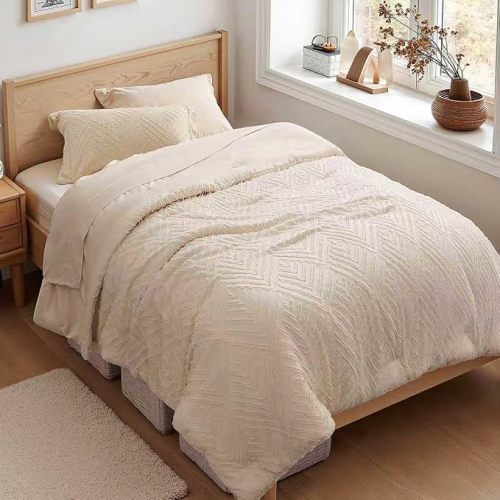 Twin Comforter Set 5 Piece, Beige Bed in a Bag Twin Size Bedding Sets